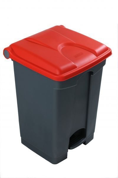 Collecteur tri sélectif 45 litres gris à couvercle rouge