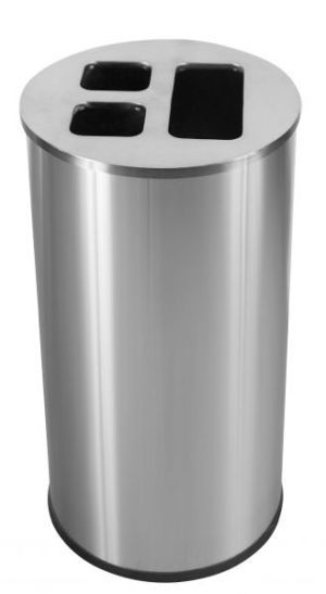 Collecteur tri sélectif 60l inox avec 3 bacs intérieurs