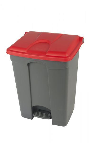 Collecteur tri sélectif 70l gris couvercle rouge