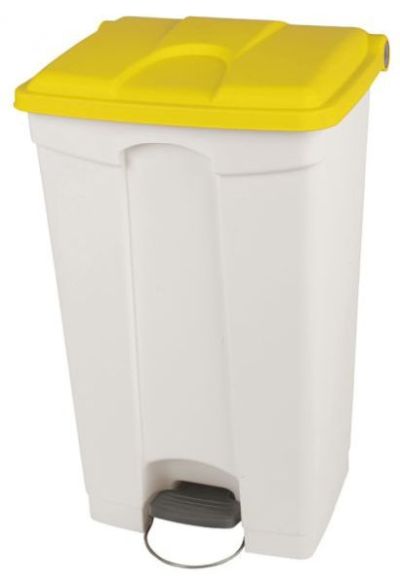 Collecteur tri sélectif 90 litres blanc à couvercle jaune