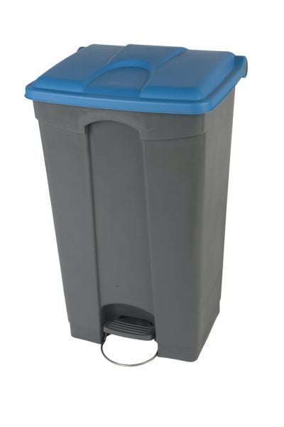 Collecteur tri sélectif 90 litres gris à couvercle bleu