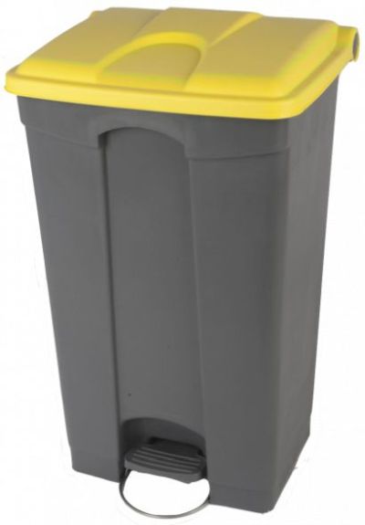 Collecteur gris de 90l avec couvercle jaune