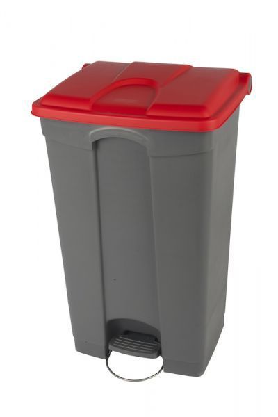 Collecteur tri sélectif 90l gris couvercle rouge