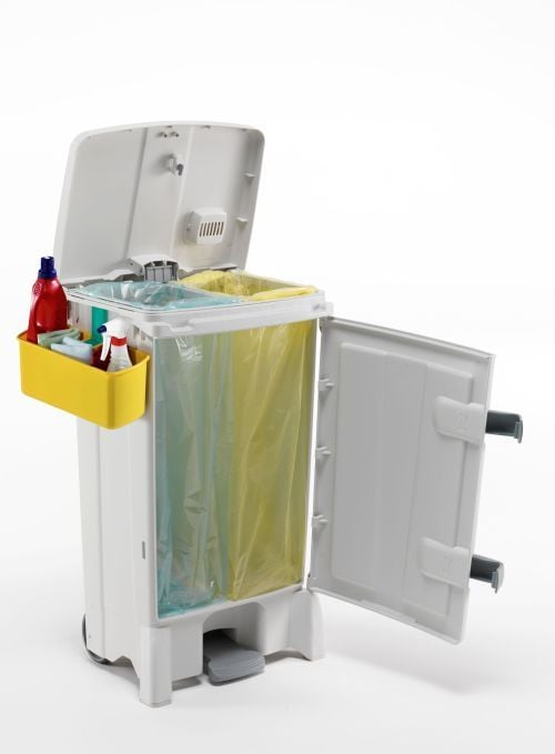 Poubelle Pédale Écologique 40L Denox - Vert, Séparation Déchets Avec Séparateur Et Attaches Modulables