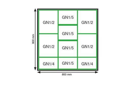 Kit plats de présentation pour vitrine de 800 X 800 mm