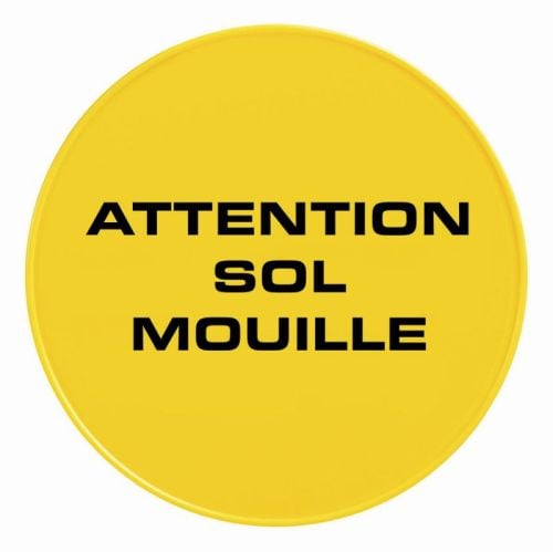 Panneau de signalisation rond "Attention sol mouillé"