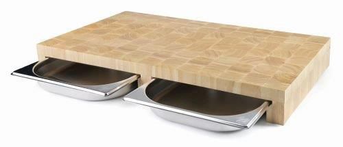 Planche à découper avec 2 bacs gastro GN1/2 coulissants