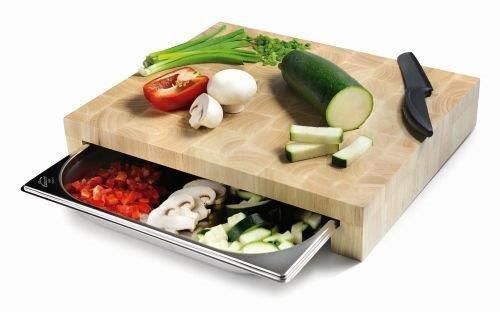 Planche à découper avec bac gastro inox coulissant
