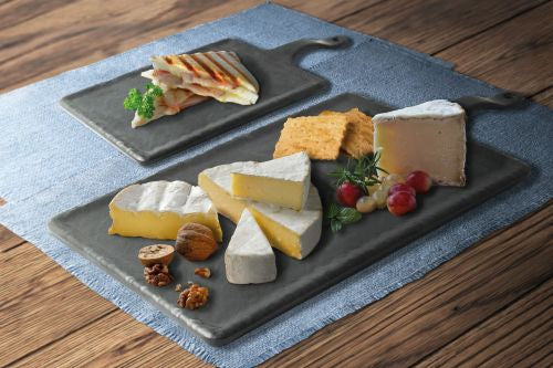 Planche rectangulaire mélamine avec poignée présentation fromage, plat ou dessert