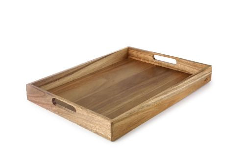 Plateau room service bois d'acacia - Qualité hôtelière au style champêtre