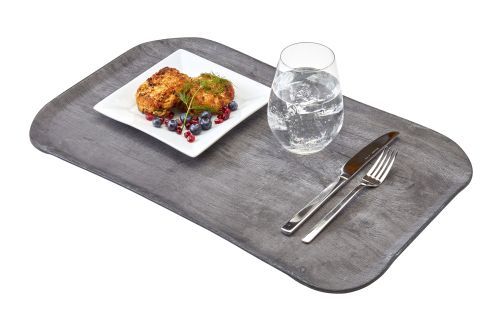 Plateau de service haut de gamme effet bois chêne gris