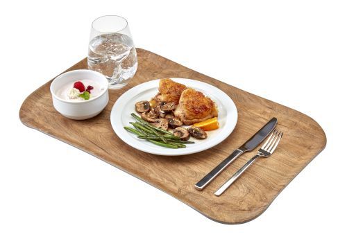 Plateau de service haut de gamme effet bois marron olivier