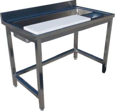 Table de préparation en inox pour légumes avec bac de lavage